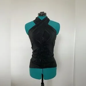 Alma | Tops | Alma Italian Brand Silk Black Halter Top | Poshmark